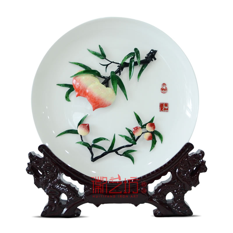 桃李滿天下彩色瓷盤(pán)蕪湖鐵畫(huà) 送老師禮物 安徽特色文化手工藝