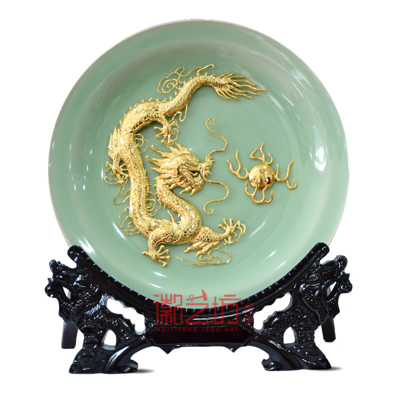 龍泉青瓷金龍鐵畫(huà) 家居辦公精致擺件 國(guó)家級(jí)非遺手工藝術(shù)品