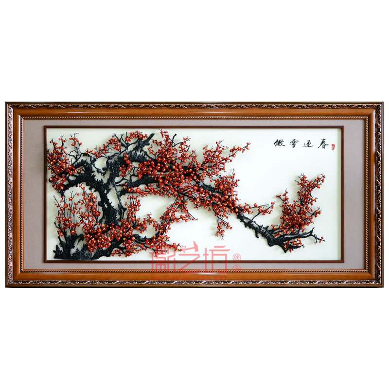 客廳背景墻辦公室會(huì)議室裝飾金屬鐵藝壁畫(huà)傲雪迎春 蕪湖徽藝坊鐵畫(huà)出品