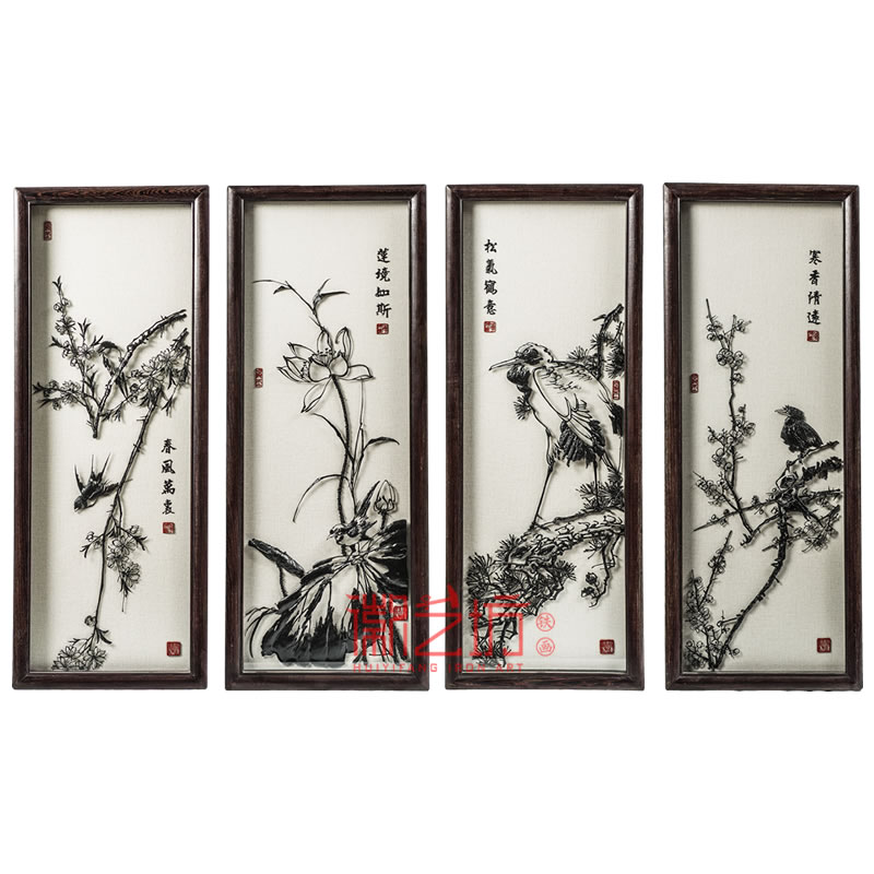 精品收藏花鳥(niǎo)鐵畫(huà)畫(huà)家張貞一設(shè)計(jì) 中式辦公家居裝飾畫(huà) 徽藝坊李強(qiáng)制作