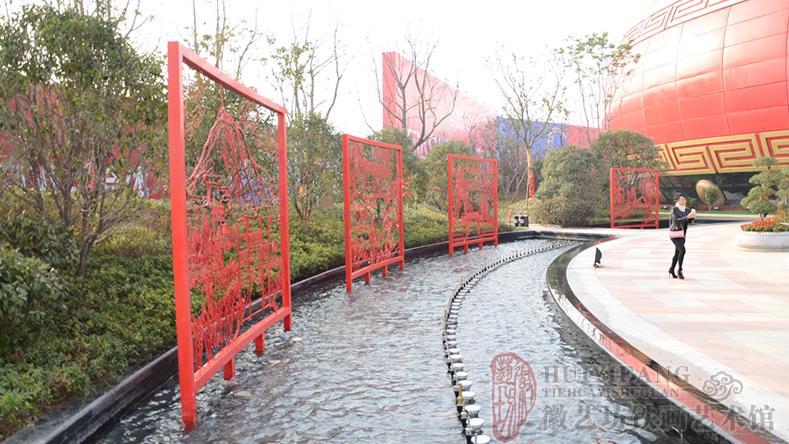 萬達文化旅游城售樓處廣場定制的合肥八景雙面透雕景觀鐵畫