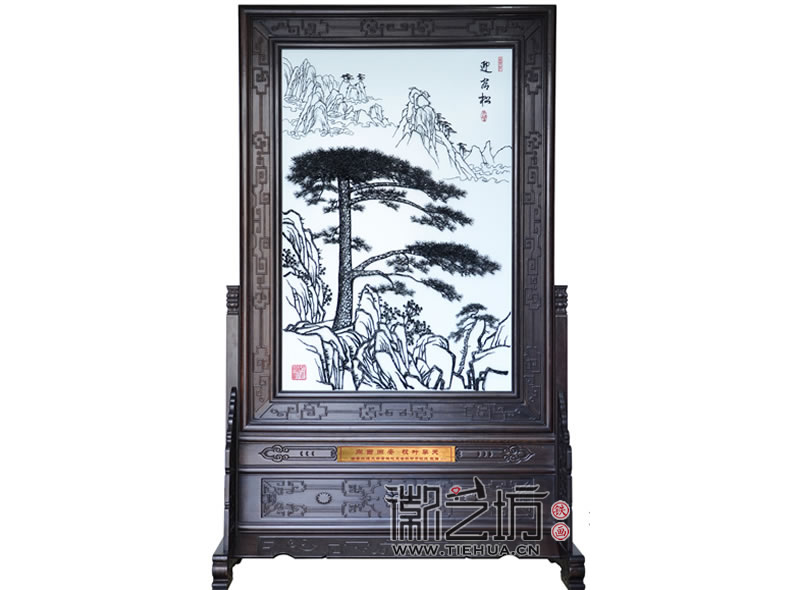 迎客松豎式屏風