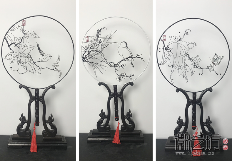 徽藝坊鐵畫團(tuán)扇系列&mdash;&mdash;秋知語(yǔ)、果香蝶舞、梅竹鸝影