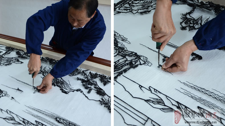 明光市人民醫(yī)院定制三幅安徽風(fēng)景題材鐵畫作為會議室壁畫