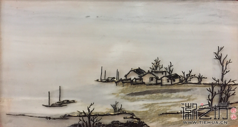 大理石云紋鐵畫藝術(shù)臺屏 (1)