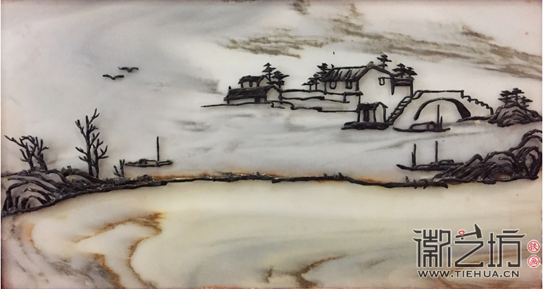 大理石云紋鐵畫藝術(shù)臺屏 (2)