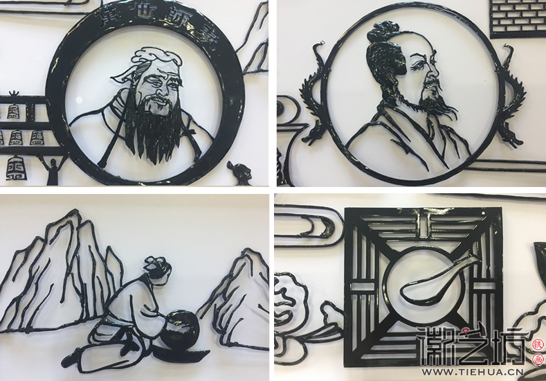 南京鼓樓實驗中學(xué)校園文化墻鐵畫《穿越五千年》細節(jié)圖1