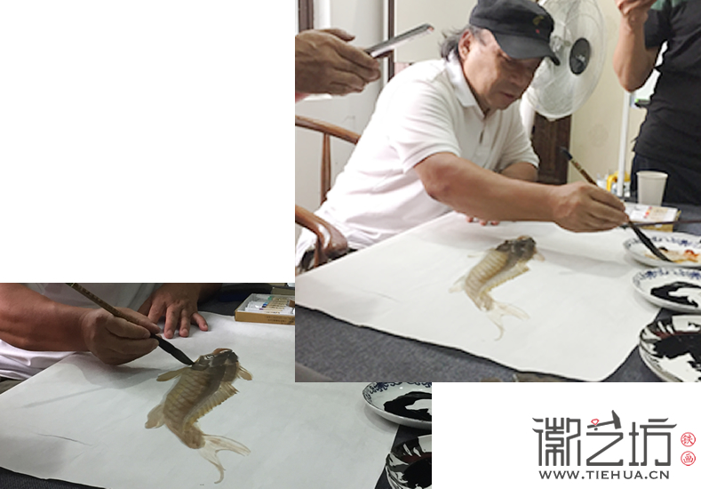 謝克謙老師給學(xué)員演示如何畫鯉魚 (1)