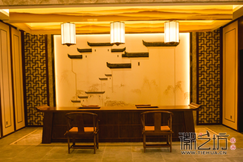 徽藝坊鳩茲古鎮(zhèn)綠心谷酒店鐵畫(huà)定制案例 (1)