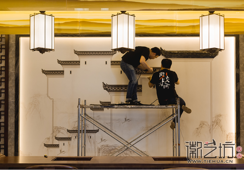 徽藝坊鳩茲古鎮(zhèn)綠心谷酒店鐵畫(huà)定制案例 (10)