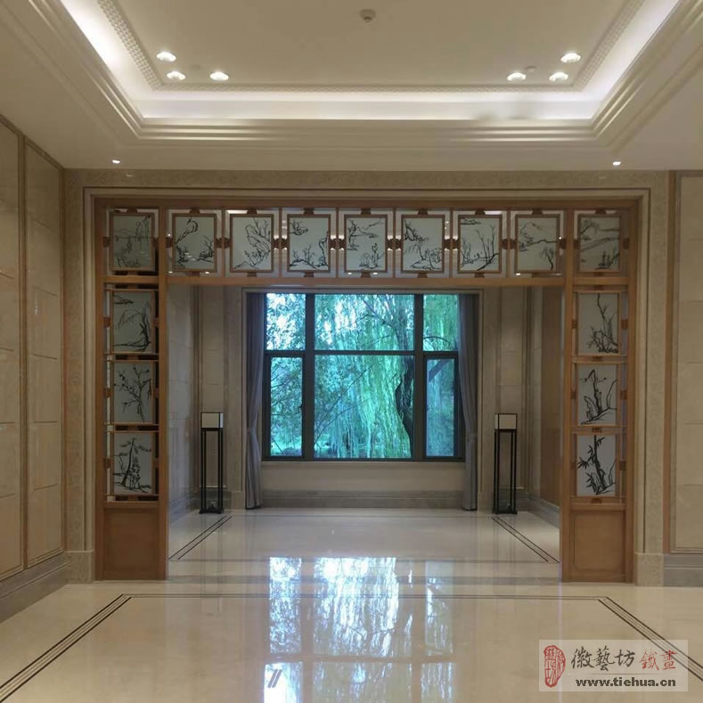 G20峰會習主席接待奧巴馬西湖國賓館中式屏風隔斷鐵畫《西湖十景》