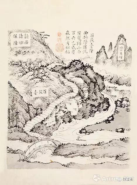 明 《歙縣雙橋鄭氏家譜》之鄭村十二景圖