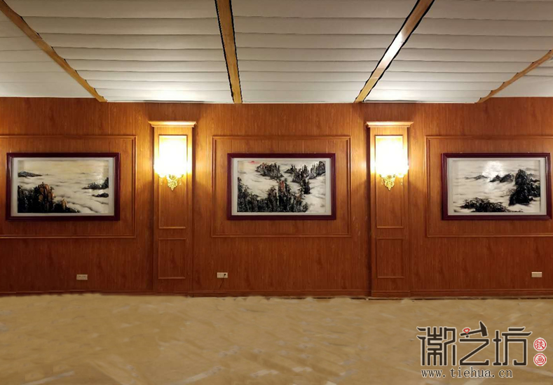 徽藝坊定制上海宇培國際VIP廳浮雕彩繪裝飾鐵畫 (10)
