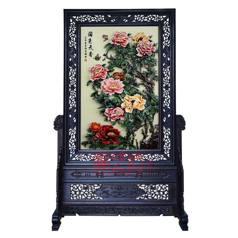國(guó)色天香牡丹彩色蕪湖鐵畫 家庭辦公隔斷屏風(fēng) 非遺技藝純手工制作