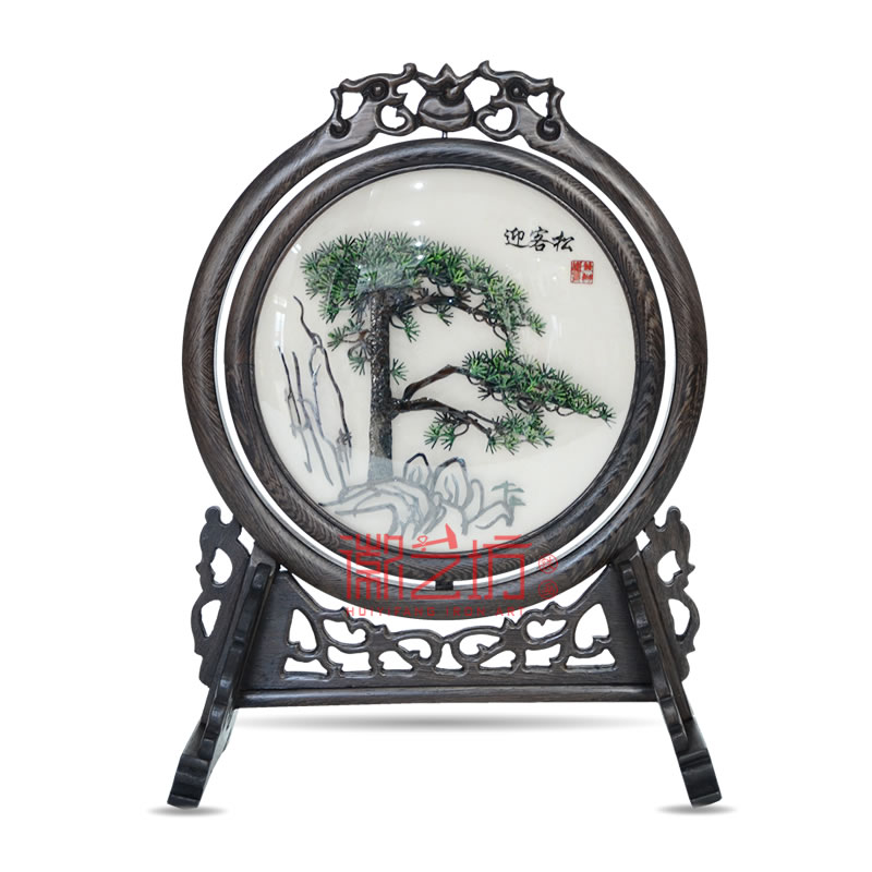 雙面臺(tái)屏鐵畫鑲嵌弧面玻璃 商務(wù)會(huì)議饋贈(zèng)禮品 安徽特色手工藝