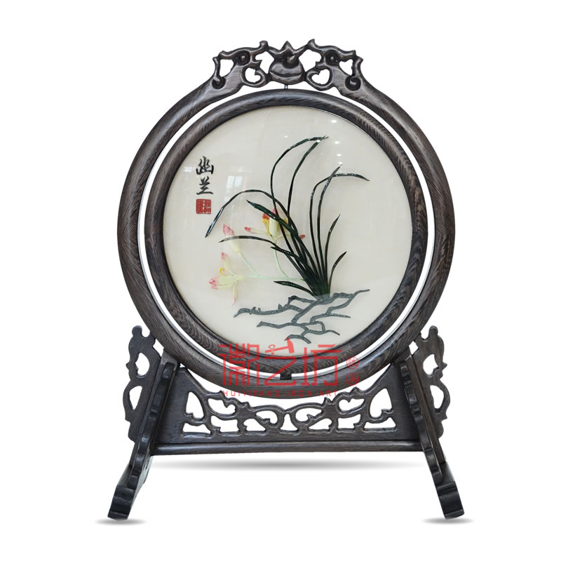 雙面臺(tái)屏鐵畫鑲嵌弧面玻璃 商務(wù)會(huì)議饋贈(zèng)禮品 安徽特色手工藝