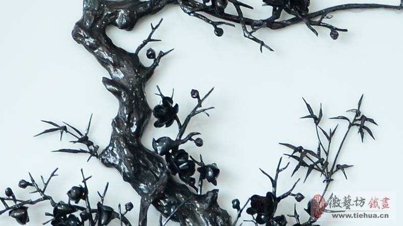 傲雪梅香-精品瓷盤(pán)鐵畫(huà)細(xì)節(jié)圖1